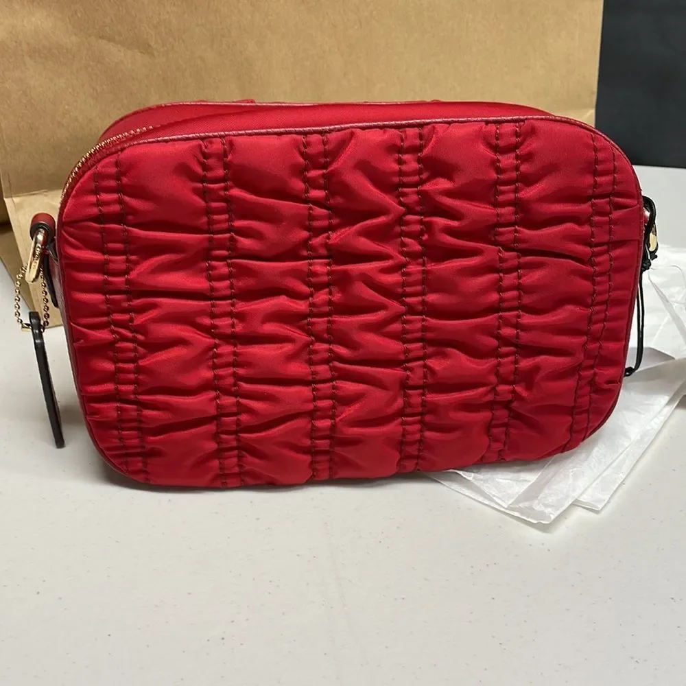 Coach Red Court Crossbody With Ruching Bag - Picture 9 of 10
